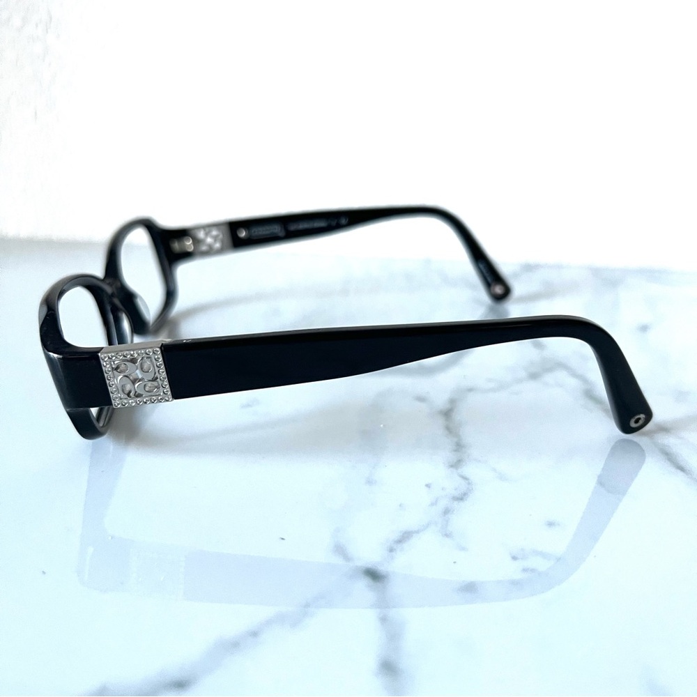Coach Black Glasses Rectangular Frame W Silver Ac… - image 3